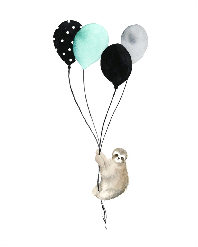 Sloth With Balloons Plakát