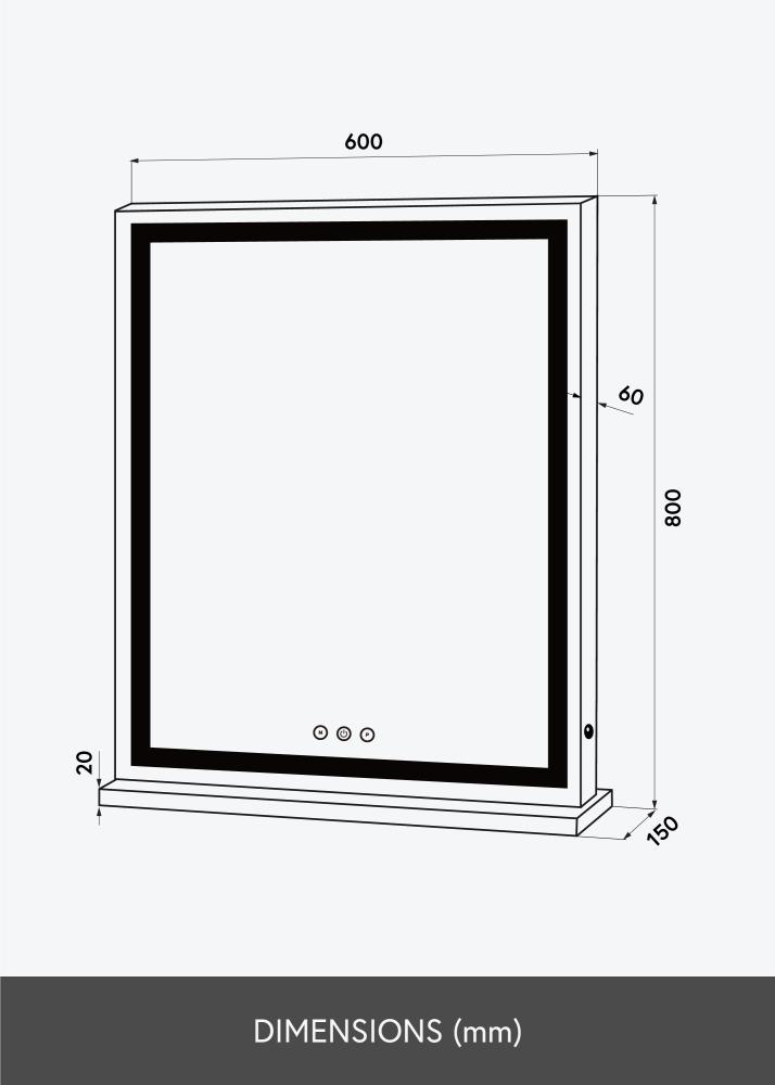 KAILA Make-up zrcátko Base Vertical LED Bílá 80x60 cm