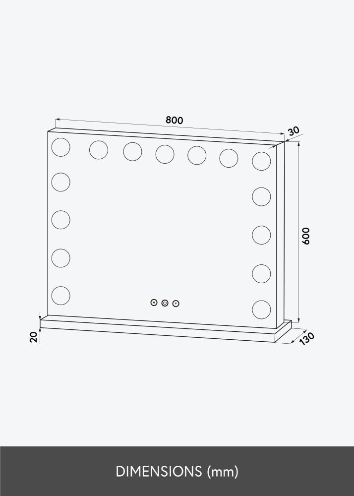 KAILA Make-up zrcátko Vanity LED 15 Bílá 80x60 cm