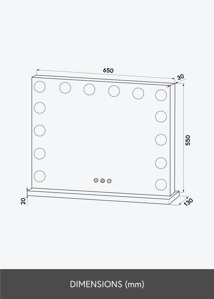 KAILA Make-up zrcátko Base LED 14 Stríbrná 65x56 cm