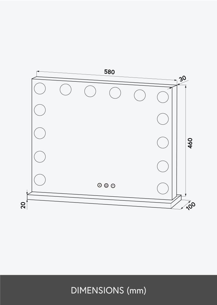 KAILA Make-up zrcátko Base LED 14 Stríbrná 56x46 cm