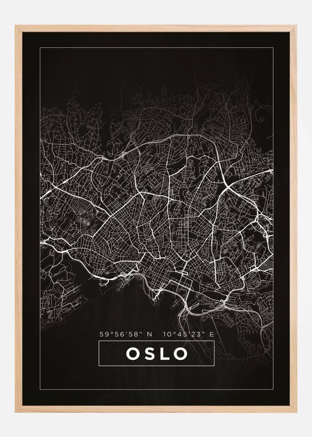 Mapa - Oslo - Cerná Plakát