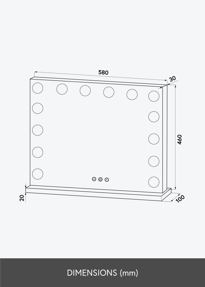 KAILA Make-up zrcátko Base LED 14 Cerná 56x46 cm