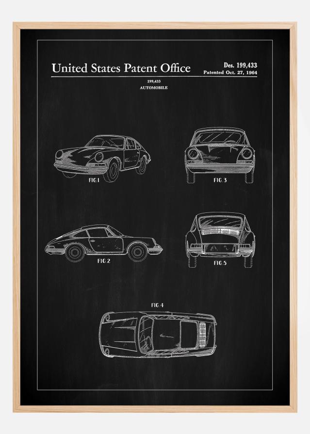 Patent Print - Porsche 911 Carrera - Black Plakát