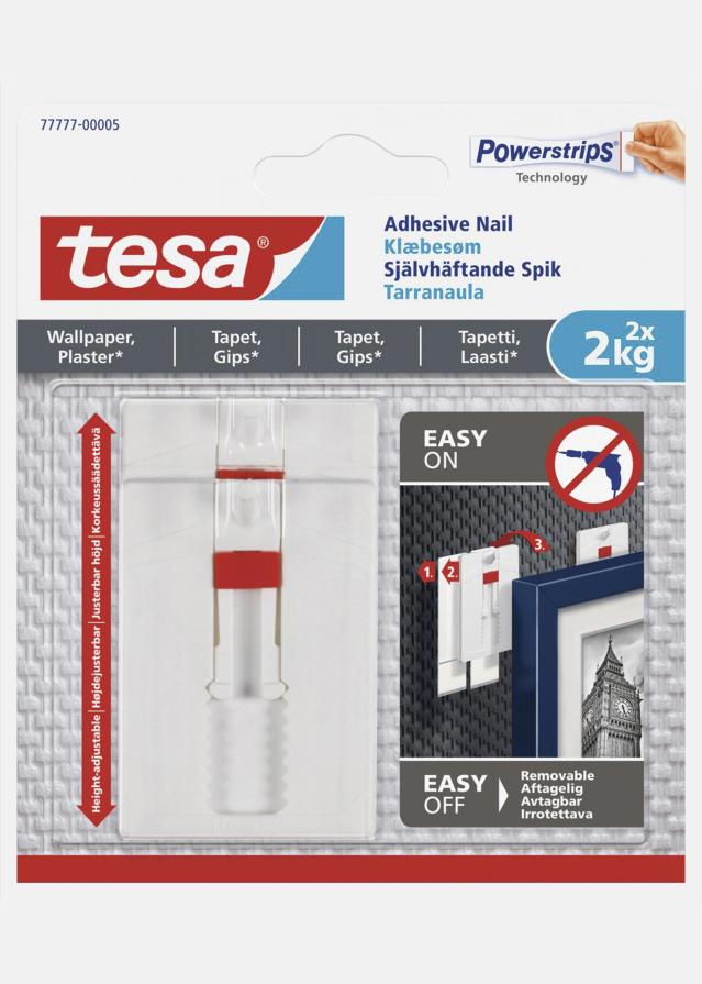 Tesa - Nastavitelný samolepicí hrebík pro všechny typy sten (max 2x2kg)