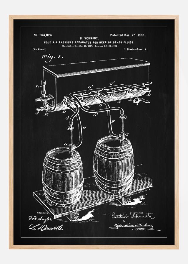 Patent Print - Beer Kegs - Black Plakát