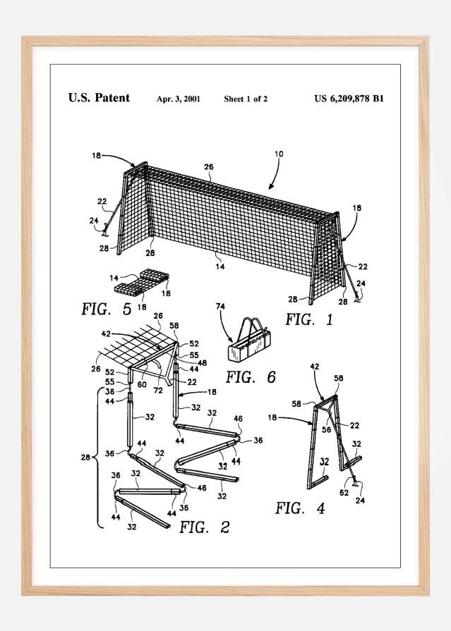 Patent Print - Soccer Goal - White Plakát