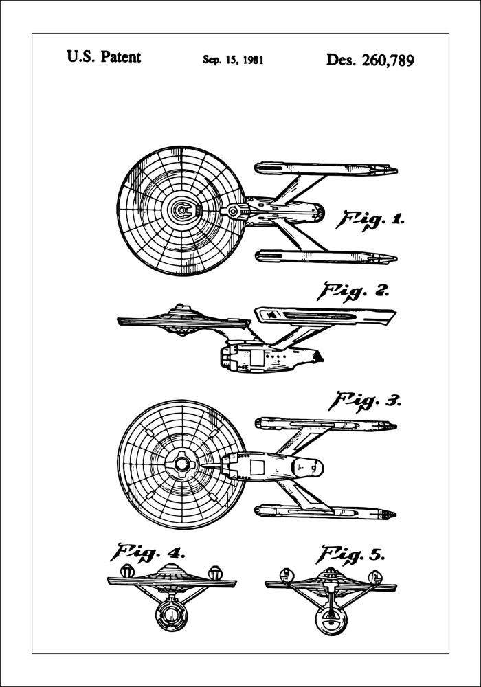 Patentový výkres - Star Trek - USS Enterprise Plakát