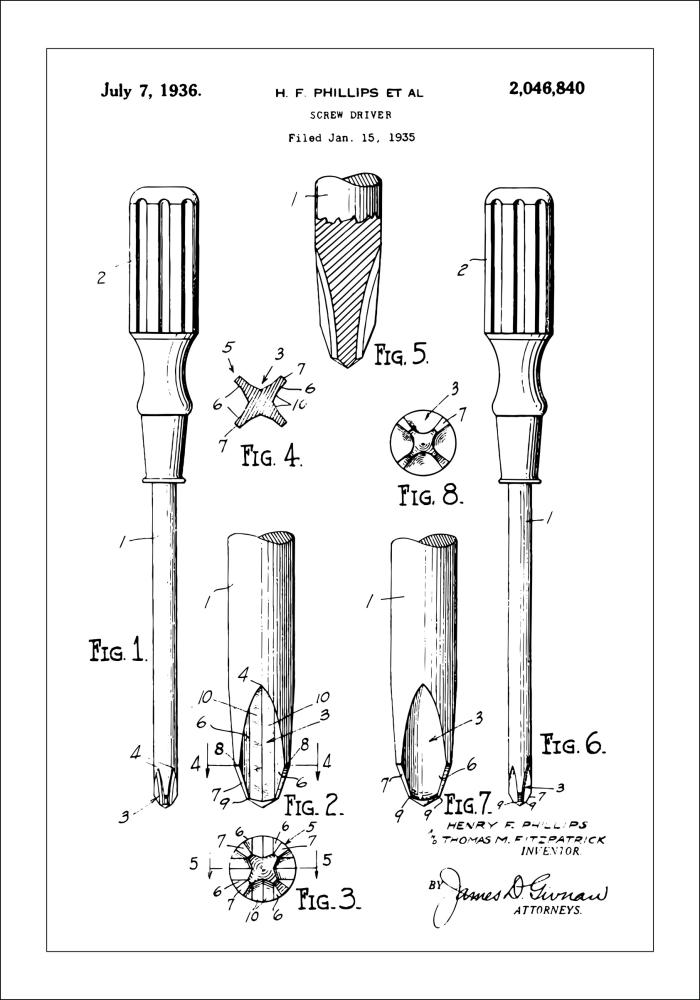 Patentový výkres - Šroubovák Plakát