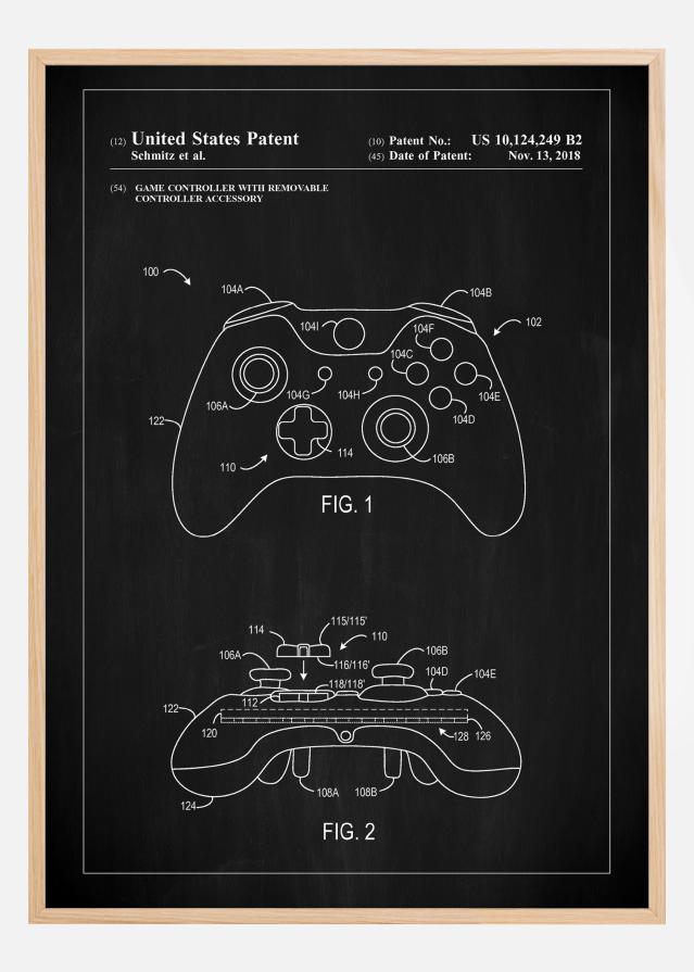 Patent Print - Game Controller III - Black Plakát