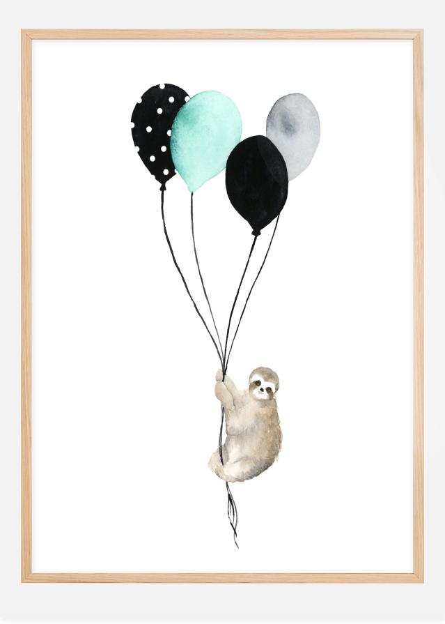 Sloth With Balloons Plakát