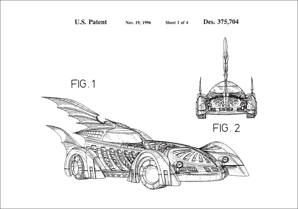 Patentový výkres - Batman - Batmobile 1996 v Plakát