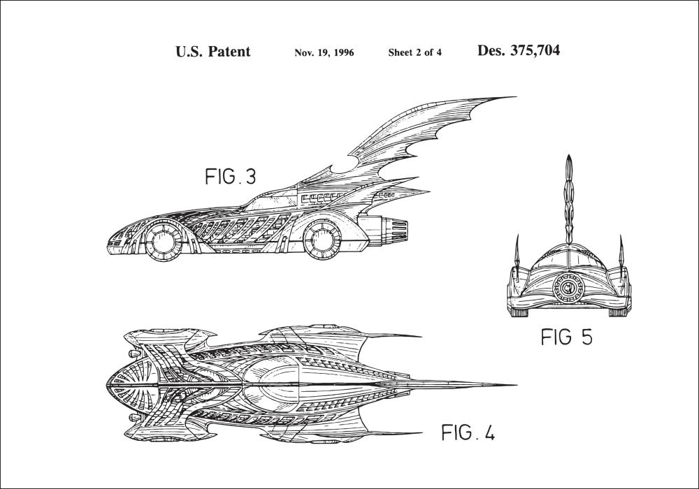 Patentový výkres - Batman - Batmobile 1996 II Plakát