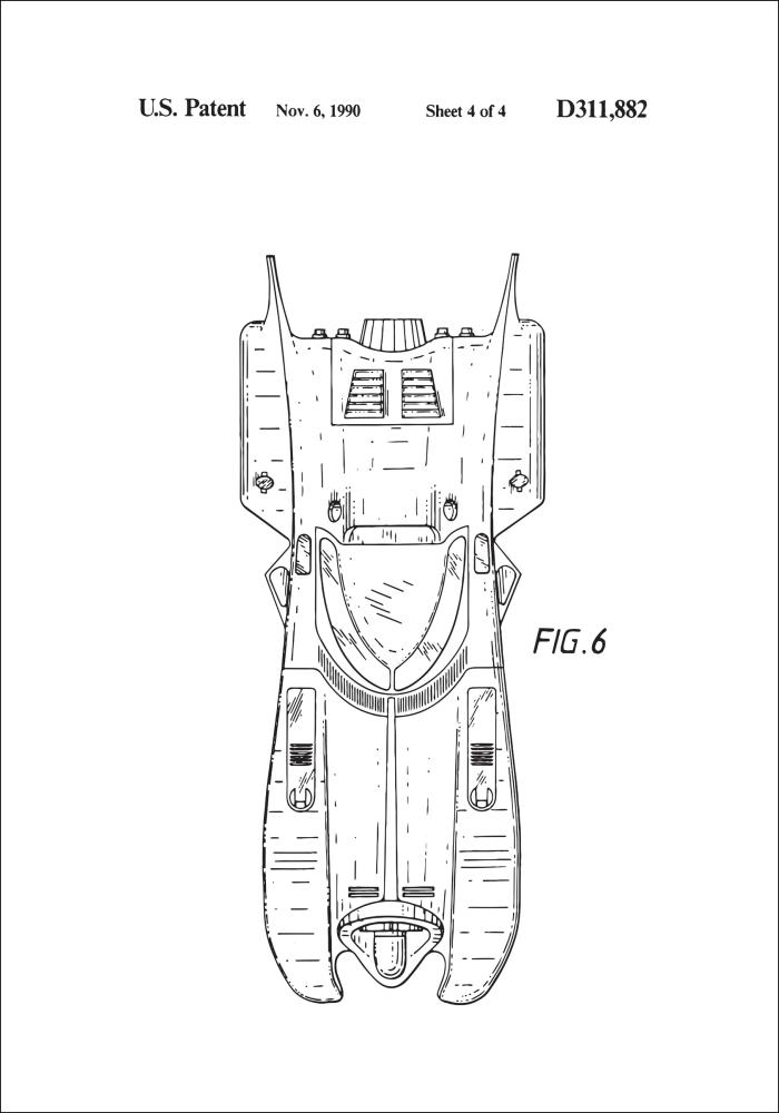 Patentový výkres - Batman - Batmobile 1990 IIII Plakát