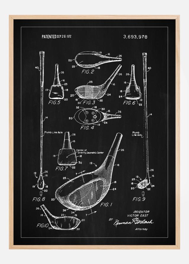 Patent Print - Golf Club - Black Plakát