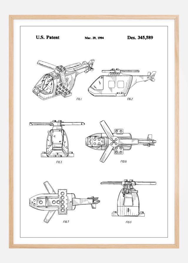 Patent Print - Lego Helicopter - White Plakát