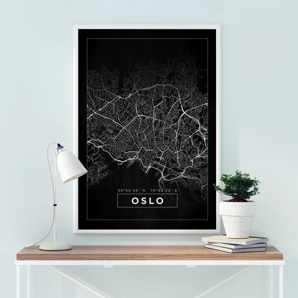 Mapa - Oslo - Cerná Plakát