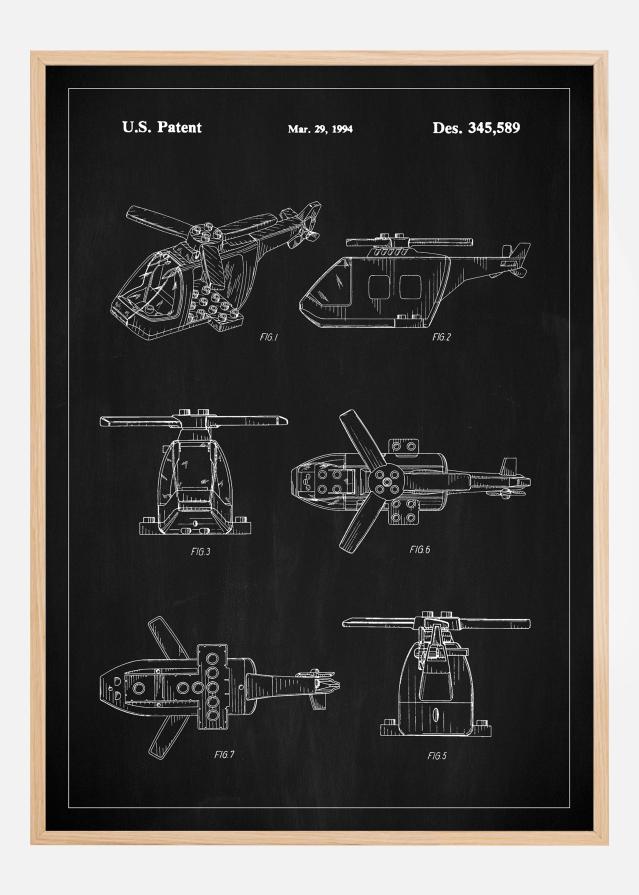 Patent Print - Lego Helicopter - Black Plakát