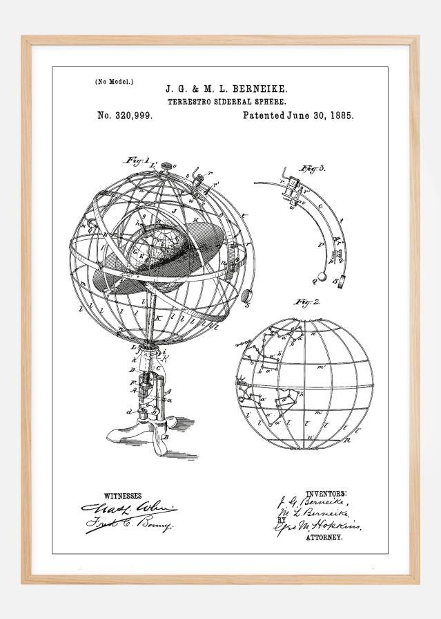 Patentový výkres - Astronomické model - Bílá Plakát