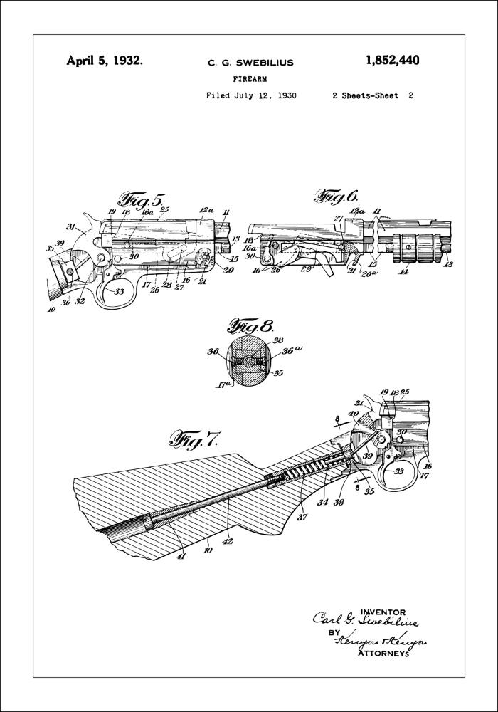 Patentový výkres - Puška II Plakát